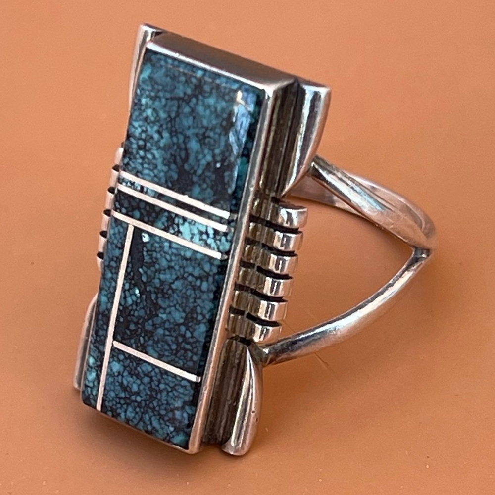 Antonio Yazzie Turquoise & Sterling Inlay Ring